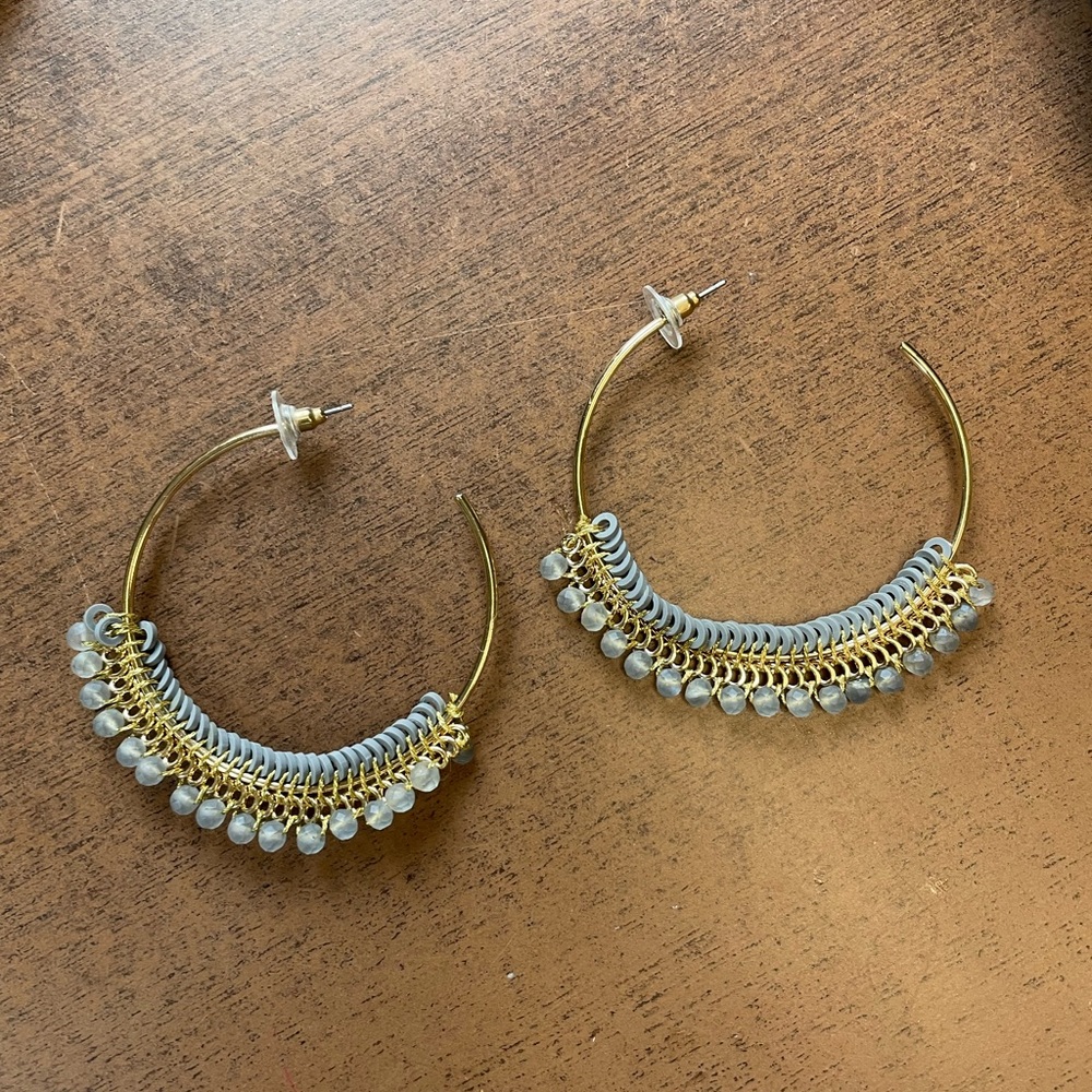 Anthropologie light blue gold earrings
